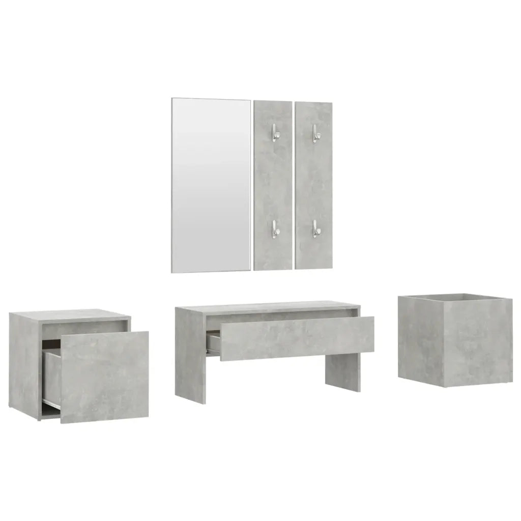 Set di Mobili da Corridoio Grigio Cemento in Legno Multistrato 3082066