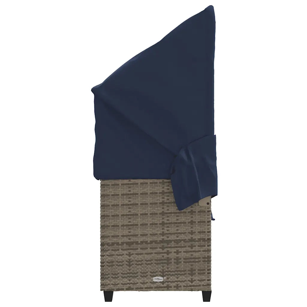 Lettino Prendisole con Baldacchino e Cuscini Grigio Polyrattan 368360