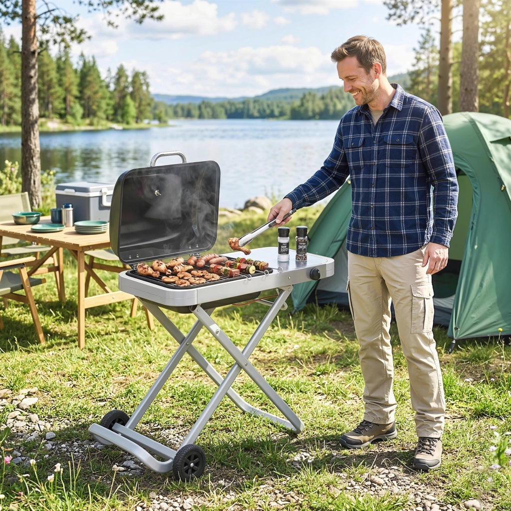 Grill a Gas Portatile 1 Fuoco 2,5kW ¨C zephmum ¨C Grigio
