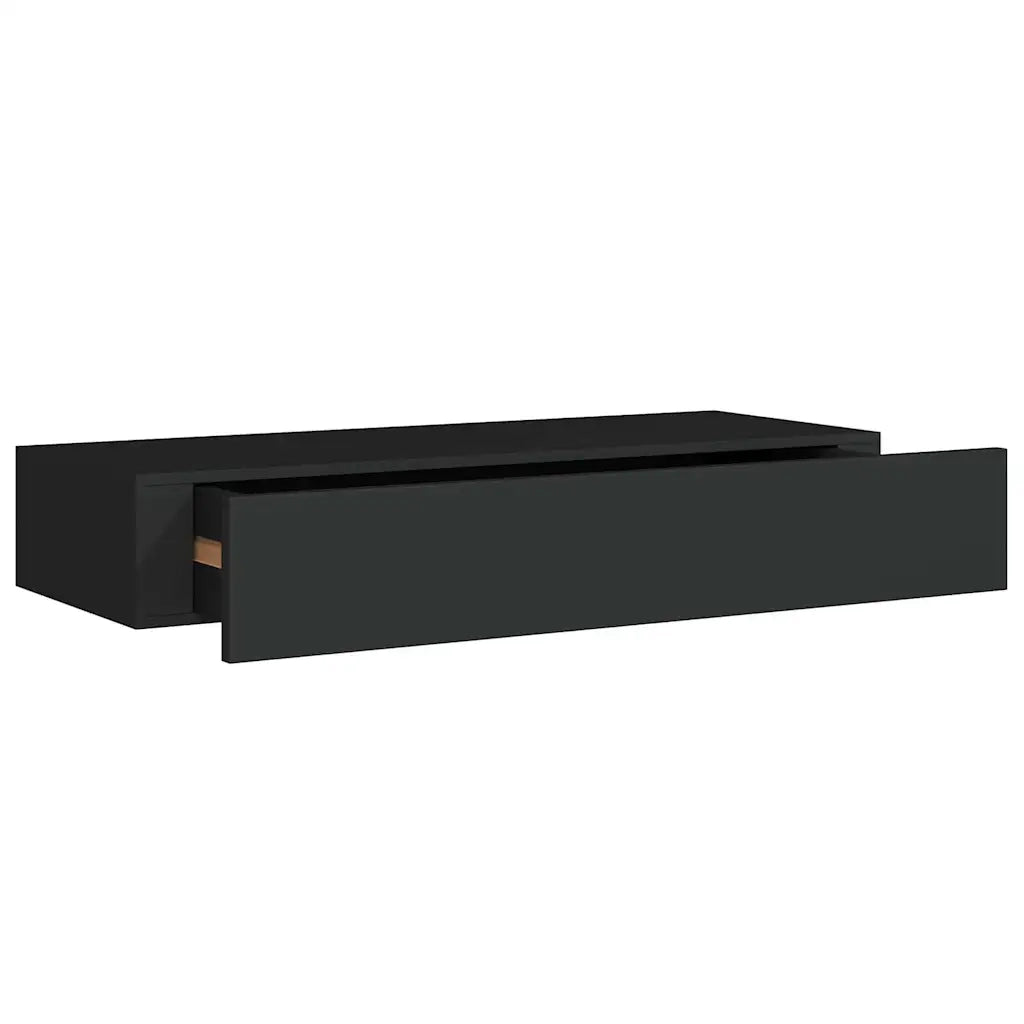 Scaffale con Cassetti da Parete Nero 60x23,5x10 cm in MDF 330257