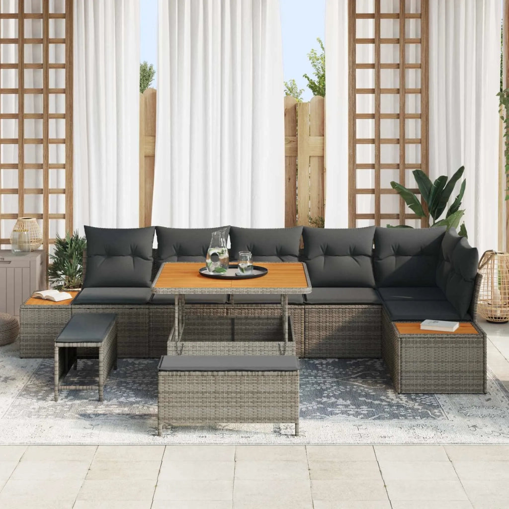 Set Divano da Giardino con cuscino 9 pcs Grigio 3363318