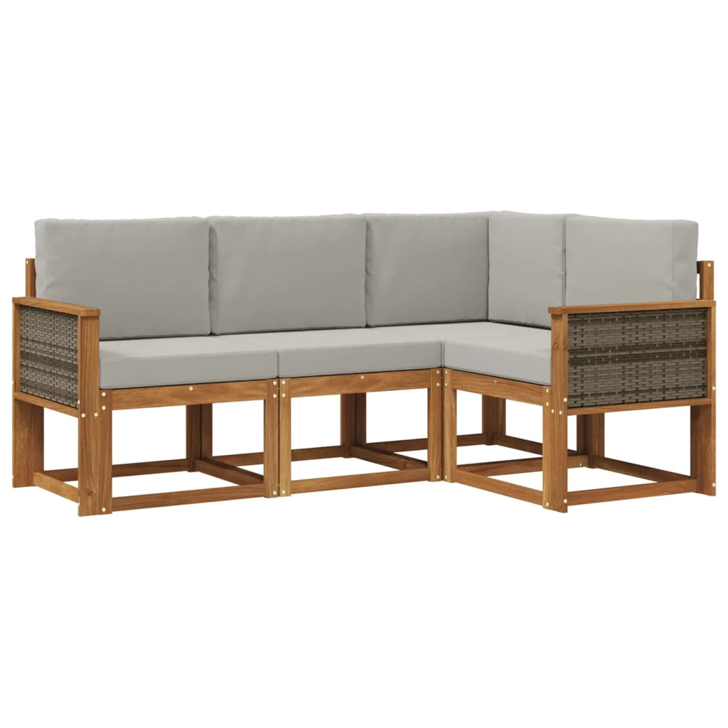 Set di divani da esterno 4 pz Naturale e Grigio Chiaro 3385167