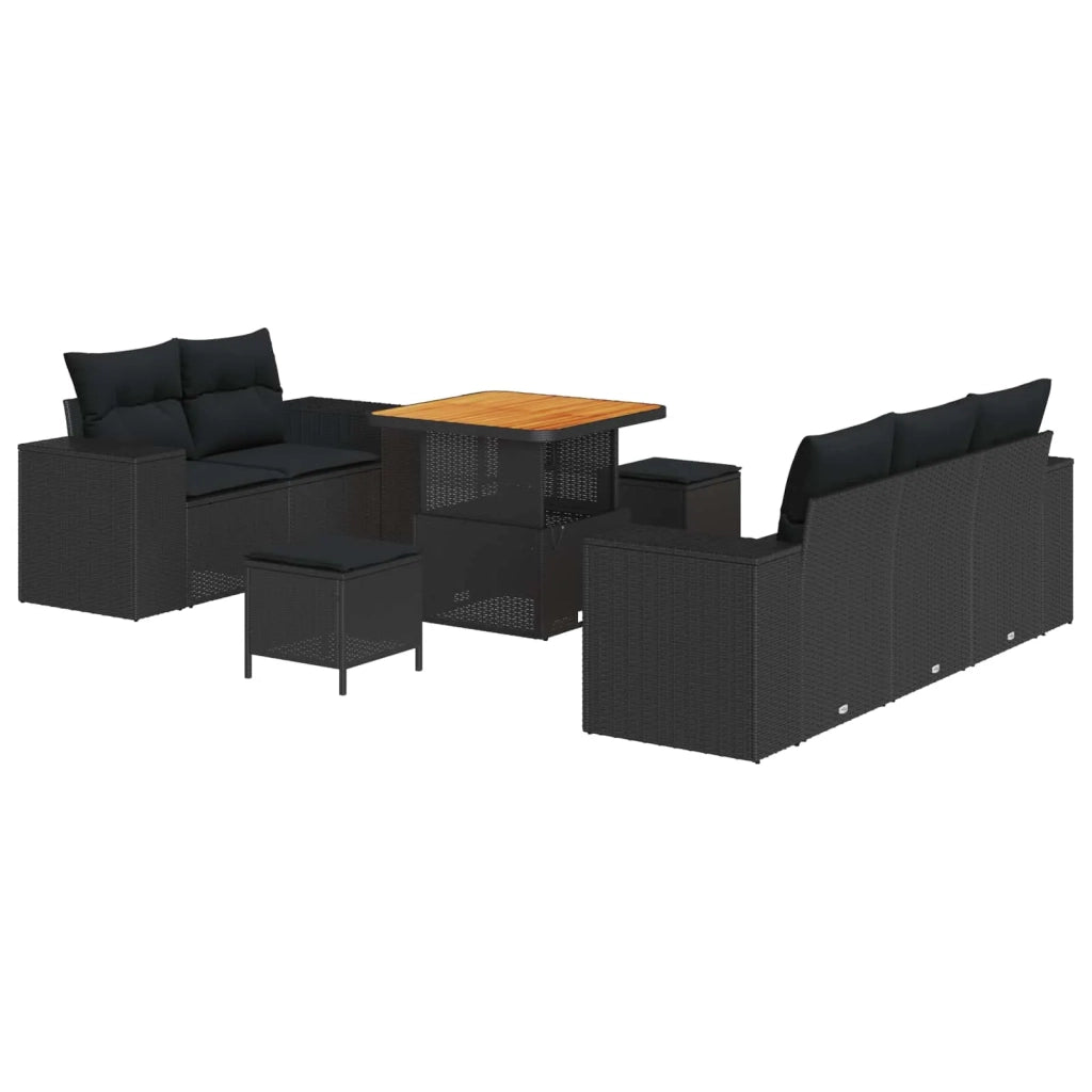 Set Divano da Giardino 8 pcs Nero polyrattan 3361944