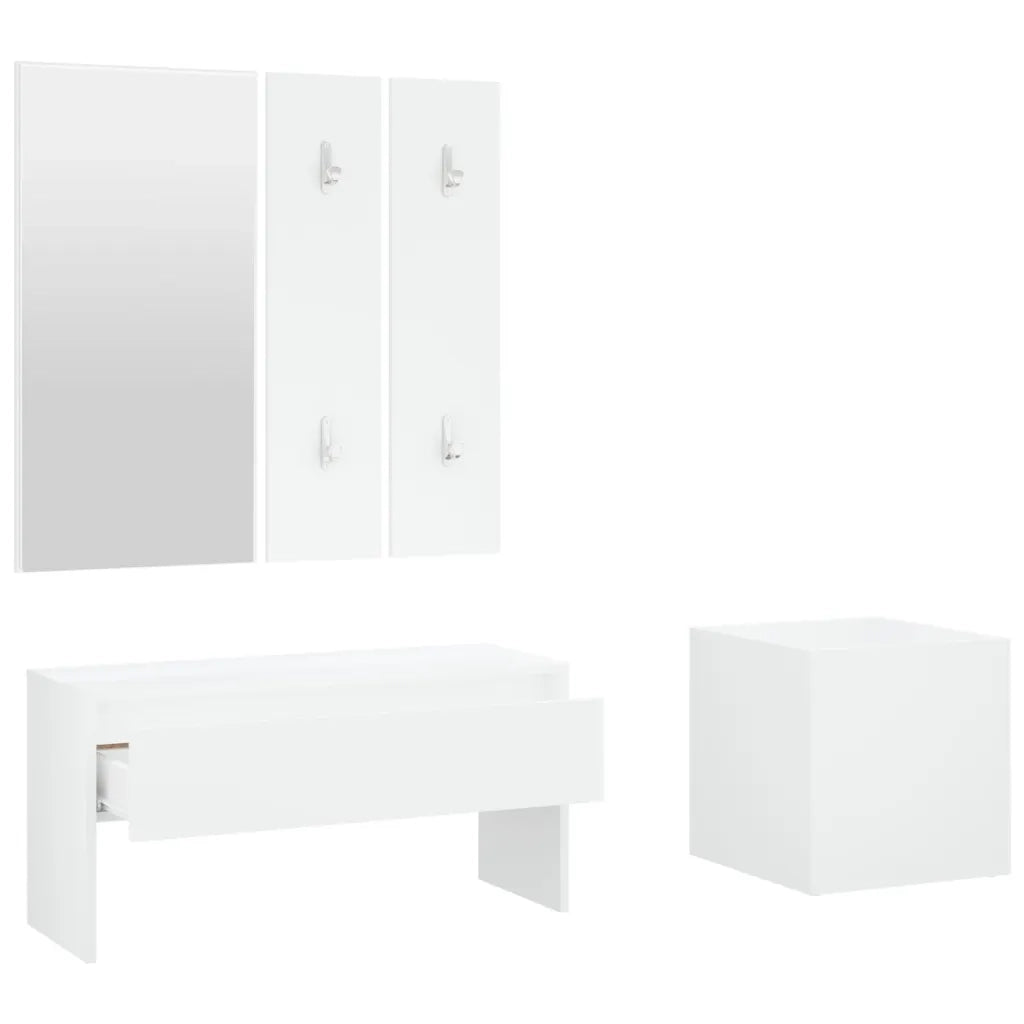 Set di Mobili da Corridoio Bianco in Legno Multistrato