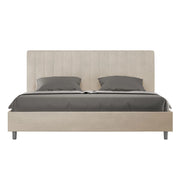 BS COM Letto matrimoniale king size contenitore imbottito 190x200 microfibra sabbia