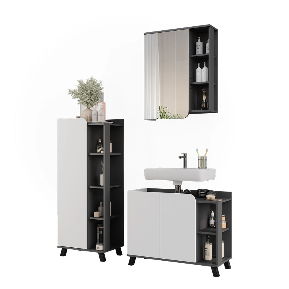 Vicco Set di mobili da bagno Antracite/bianco 3 parti