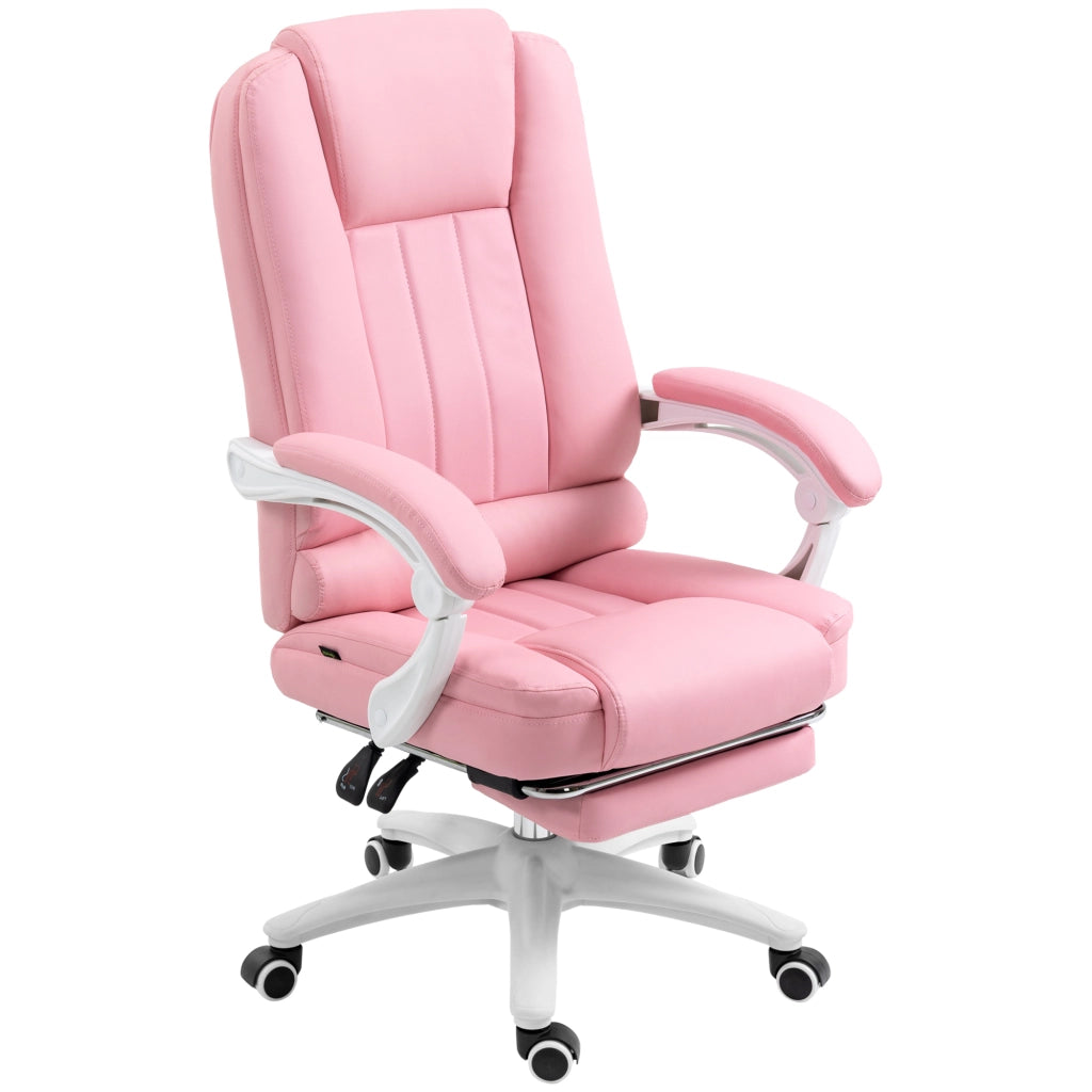 Sedia da Ufficio con Poggiapiedi ¨C Xylo ¨C Rosa e Bianco Regolabile