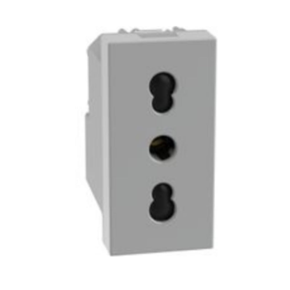 Bticino matixgo presa bipasso 2p+t 16a 250vac con interasse 19 e 26 mm *** colore grigio, confezione 1