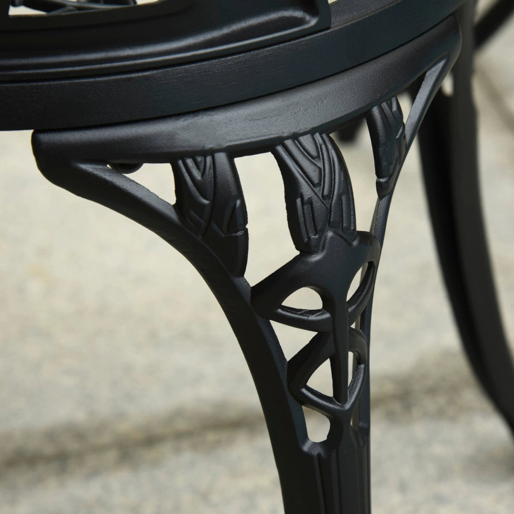 Set Tavolino e 2 Sedie da Giardino in Alluminio Nero
