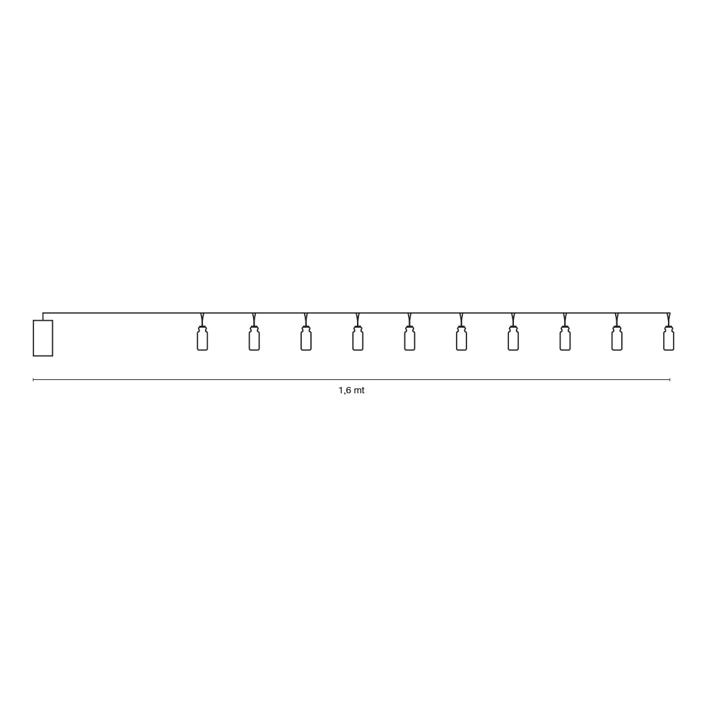 Catena 2 metri luminosa bottigline a batteria con 10 microled luce calda