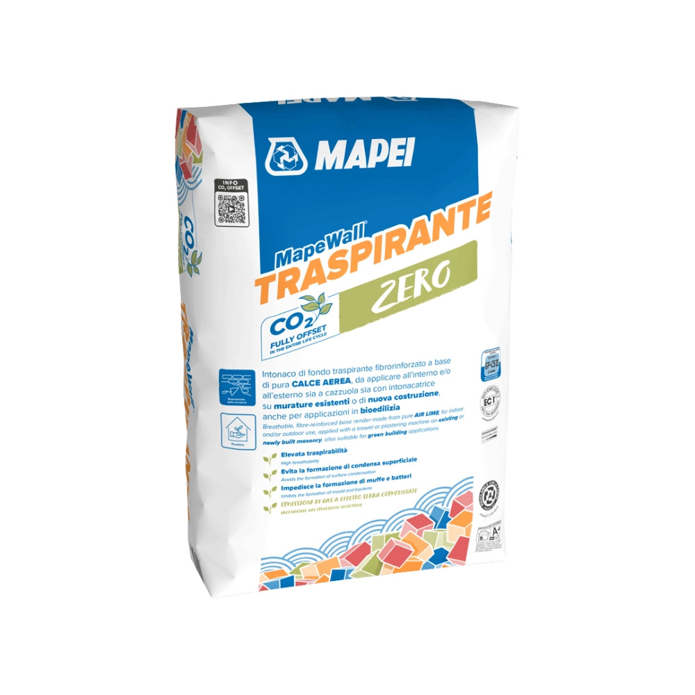 Mapewall traspirante intonaco di fondo bianco fibrorinforzato calce aerea 25 kg
