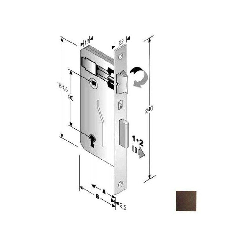 Serratura Patent Mm 8X90 E40 Bq Bronzata Gb