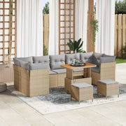 Set Divano da Giardino 10 pcs Beige polyrattan