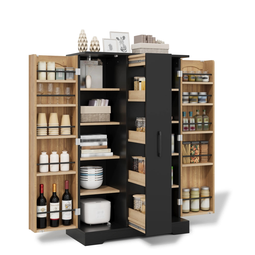 Credenza da cucina con doppia anta e ripiani regolabili, 120 × 78 × 35 cm, nero