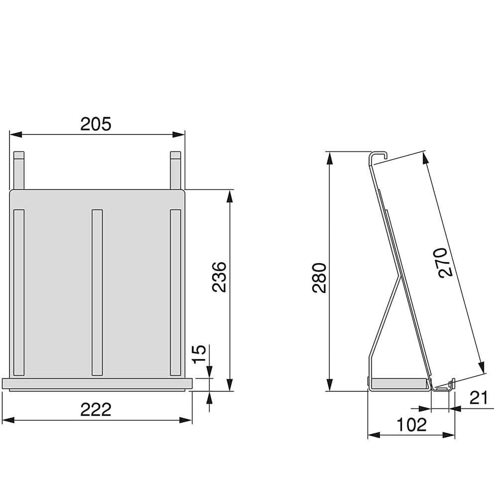 Supporto Portatablet da Appendere Porta Tablet Leggio Cucina in Acciaio Grigio