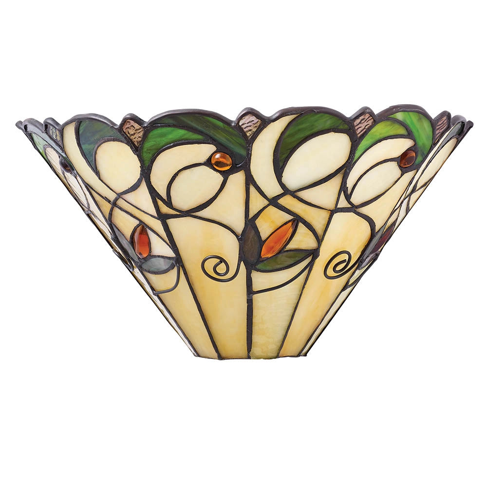 Applique Tiffany JAMELIA vetro floreale perline ambra E14 40W