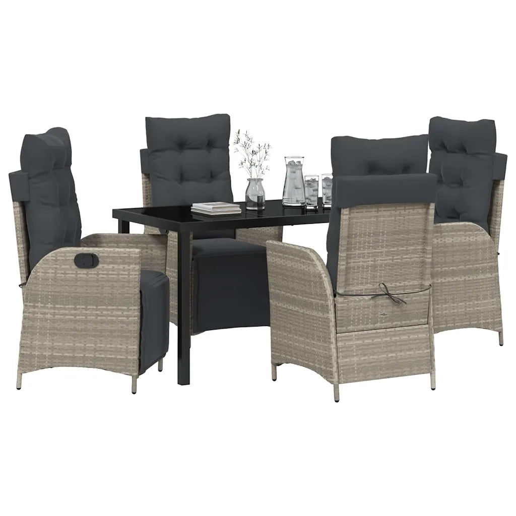 Set da Pranzo per Giardino 5 pcs Grigio chiaro polyrattan 3380570