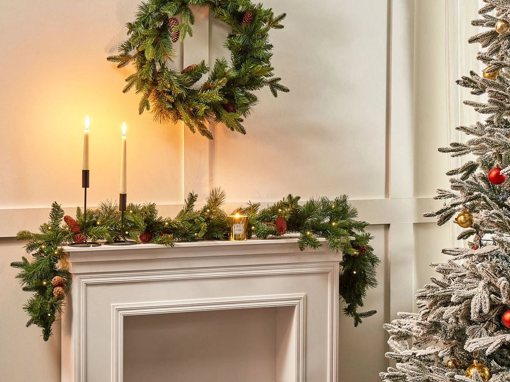 Festone di Natale artificiale a LED 180 cm verde decorazione natalizia accessorio