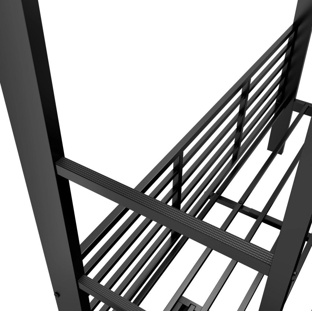 Letto a castello in metallo 140x200 cm con letto estraibile e protezione anticaduta