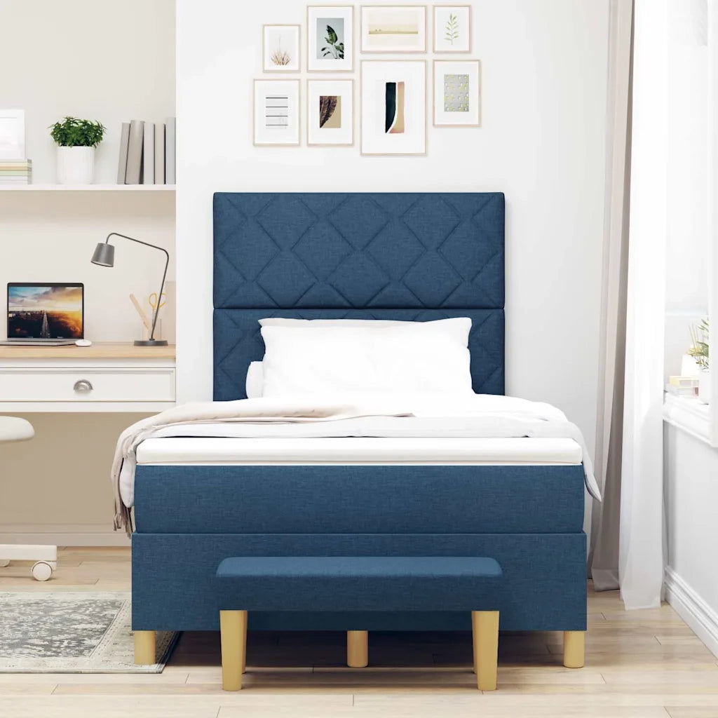 Letto a molle con materasso Blu 120 x 200 cm Tessuto