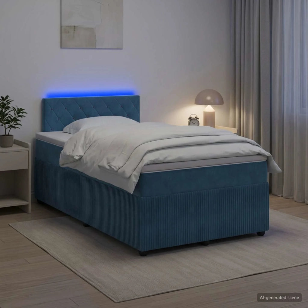 Letto box spring con materasso Blu 120 x 190 cm Velluto 3453099