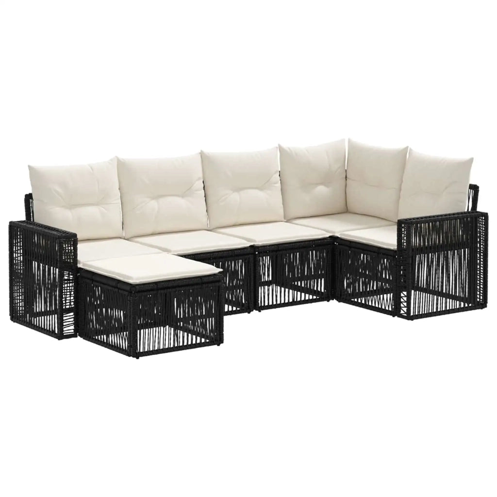 Set Divano da Giardino 6 pz Nero e Bianco Crema polyrattan 3435190