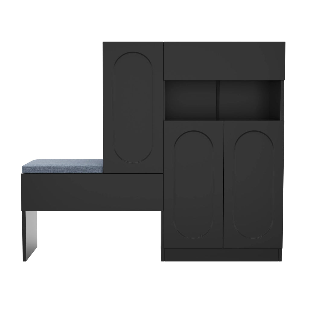 SCARPIERA 2-in-1 con panca 130x35x110 cm nero