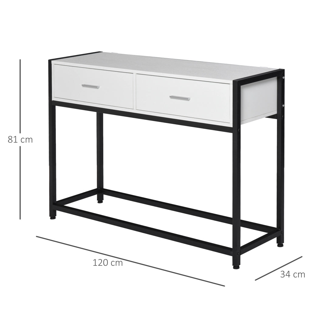 Consolle con 2 Cassetti e Gambe Regolabili ¨C Minimal ¨C Bianco e Nero 120x34x81 cm
