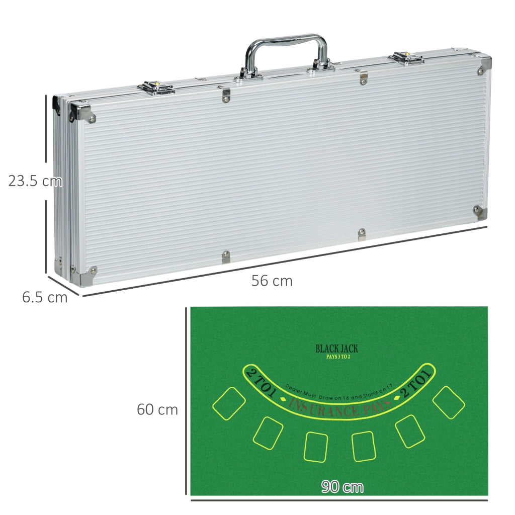 Set Poker Professionale ¨C Xylo ¨C 500 Fiches, 2 Mazzi Carte, 5 Dadi, Custodia Alluminio