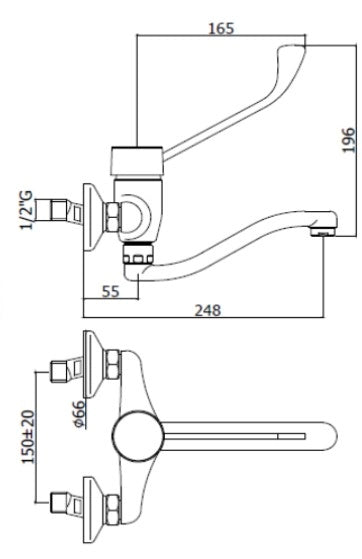 Miscelatore Lavello a Muro con Leva Clinica Cromato serie PEGASO