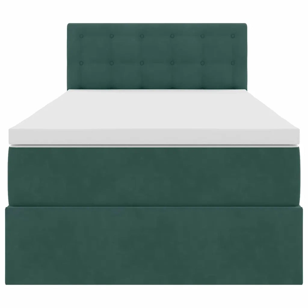 Letto con contenitore e LED Verde Scuro 90 x 200 cm Velluto 3371490