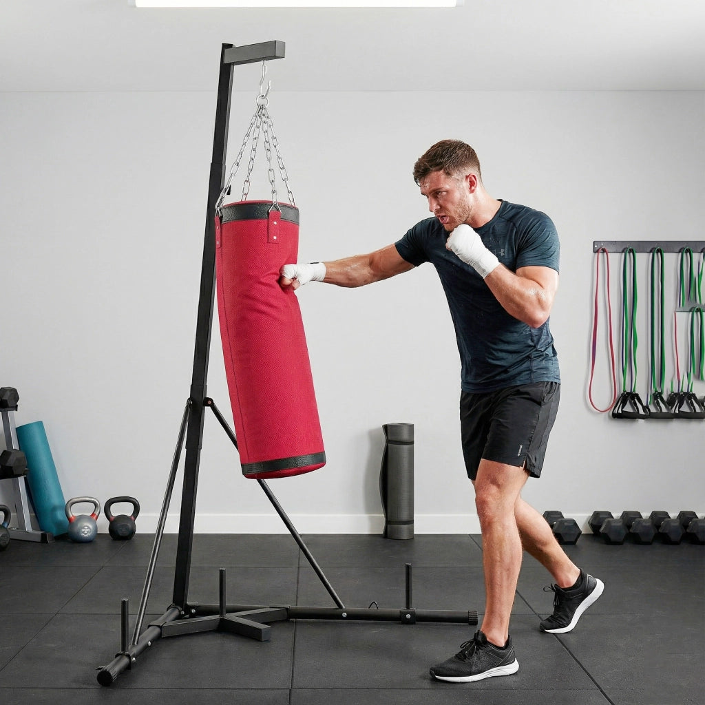 Sacco da Boxe Autoportante con Base Regolabile ¨C Minimal ¨C Rosso 175x91x231cm