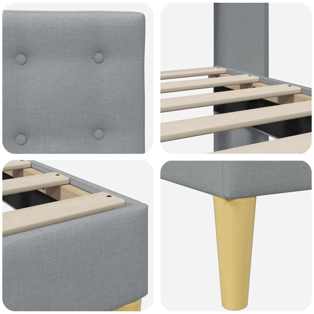 Letto matrimoniale | Letto per adulti | Struttura del letto Grigio Chiaro 140 x 200 cm Tessuto