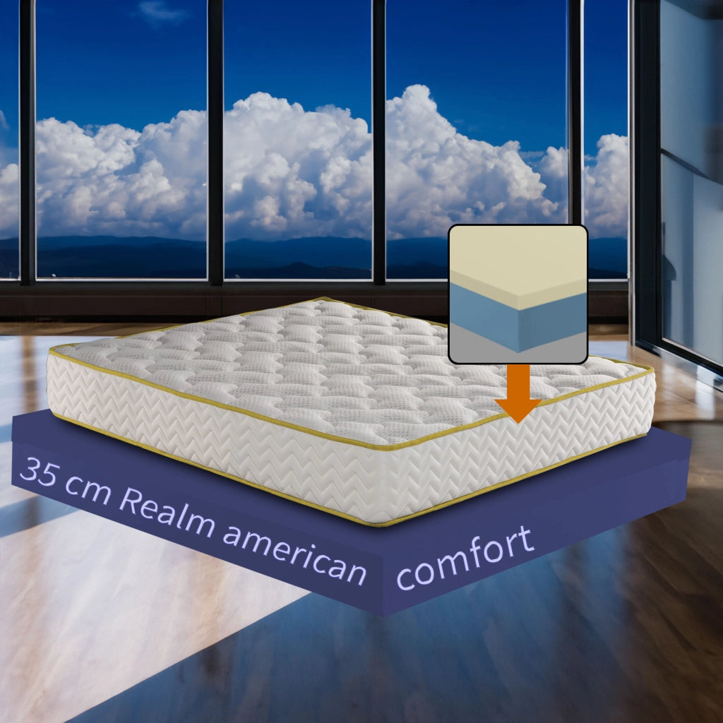 Materasso memory foam matrimoniale 180X195 Cm, Materasso Americano ortopedico contro il mal di schiena ALTO 35 Cm | Materasso memory che NON SI SCALDA con imbottitura anallergica - MOD. BOSTON35