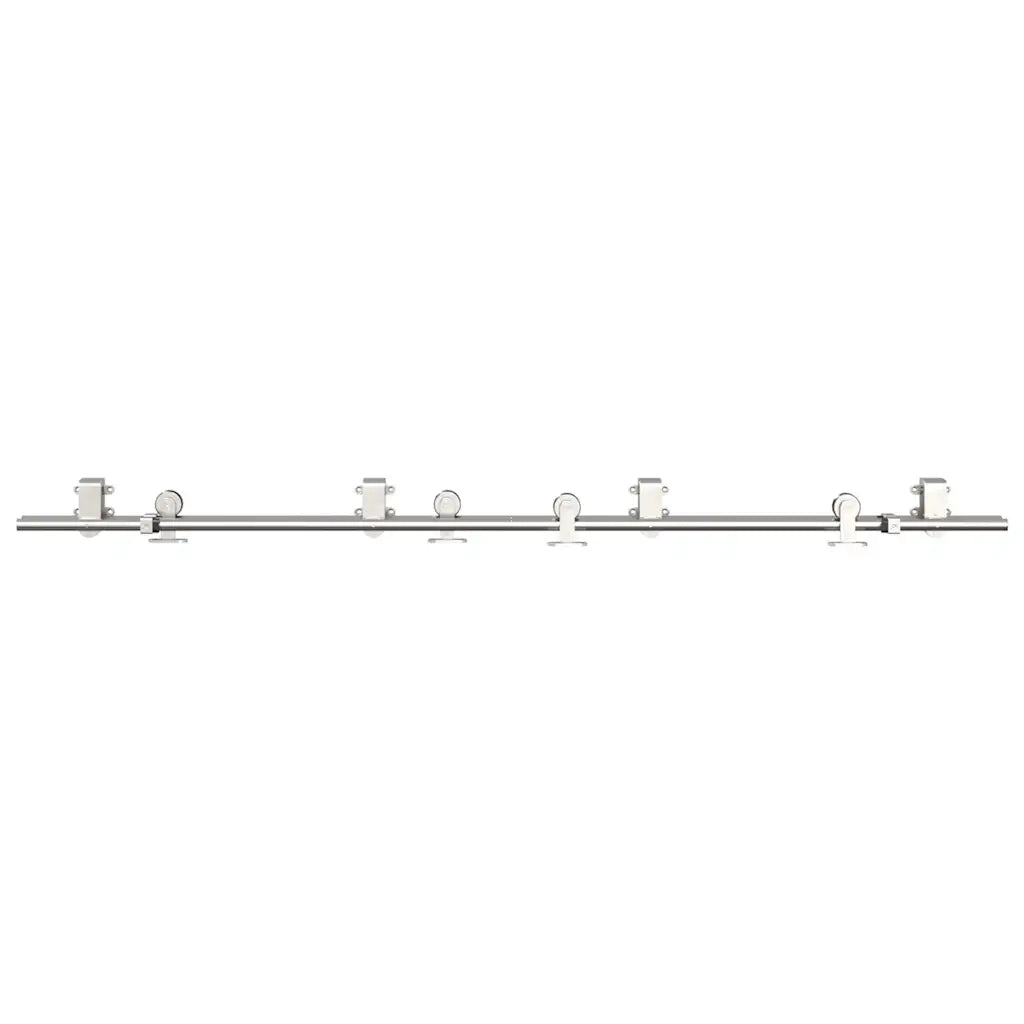 Kit Binari Porta Scorrevole 200 cm Acciaio Inossidabile Argento 3295764