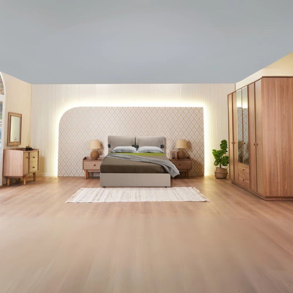 Camera da letto Natura colore rovere miele effetto vimini