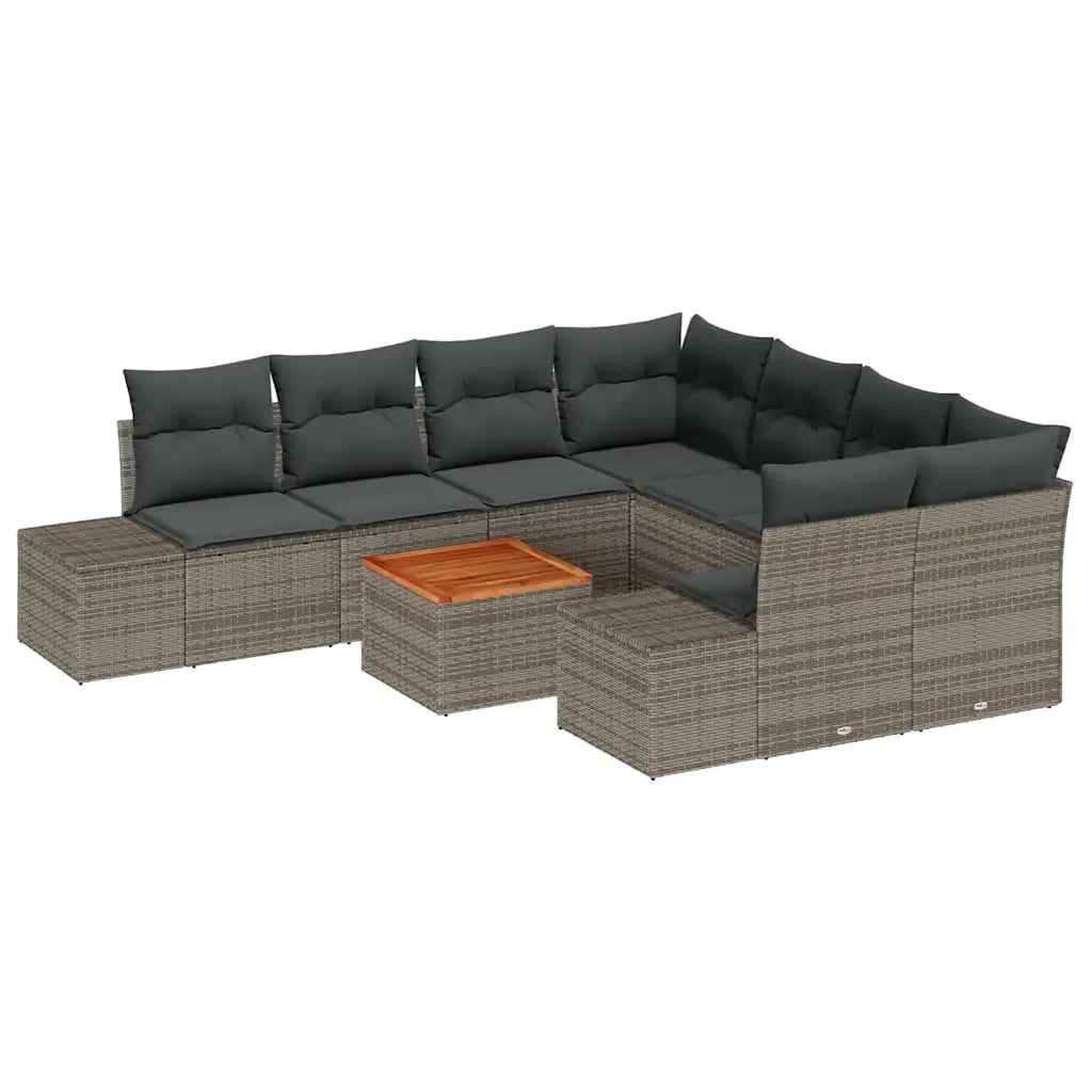 Set Divano da Giardino con cuscino 9 pcs Grigio polyrattan 3347937