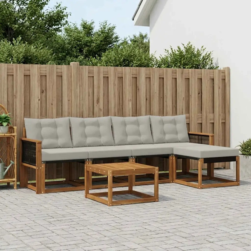 Set di divani da esterno 6 pcs Naturale e Grigio Chiaro 3381903