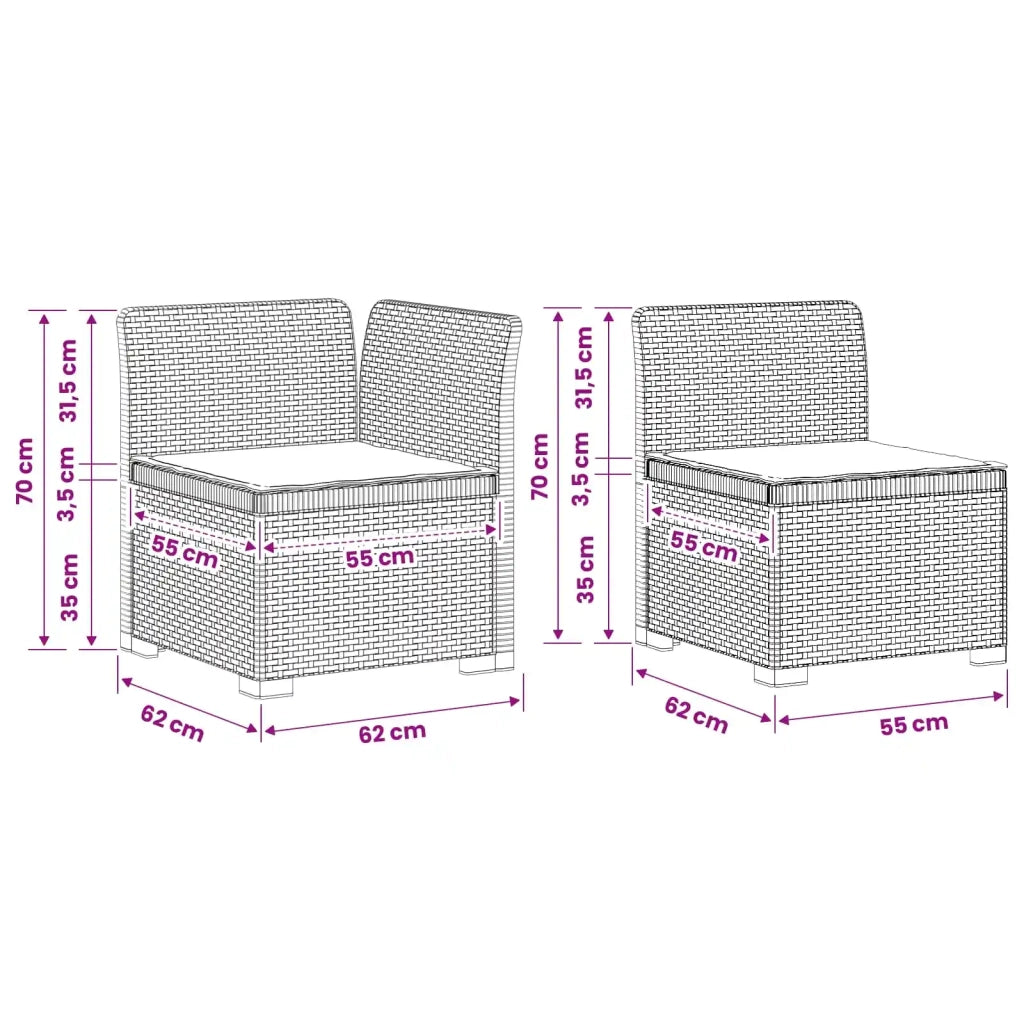Divano da esterno-Divano da Giardino 3 posti con cuscini in look rattan PP 245896