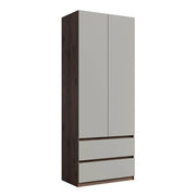 Armadio NUBIA 90 cm noce e grigio – 2 ante battenti con 2 cassetti