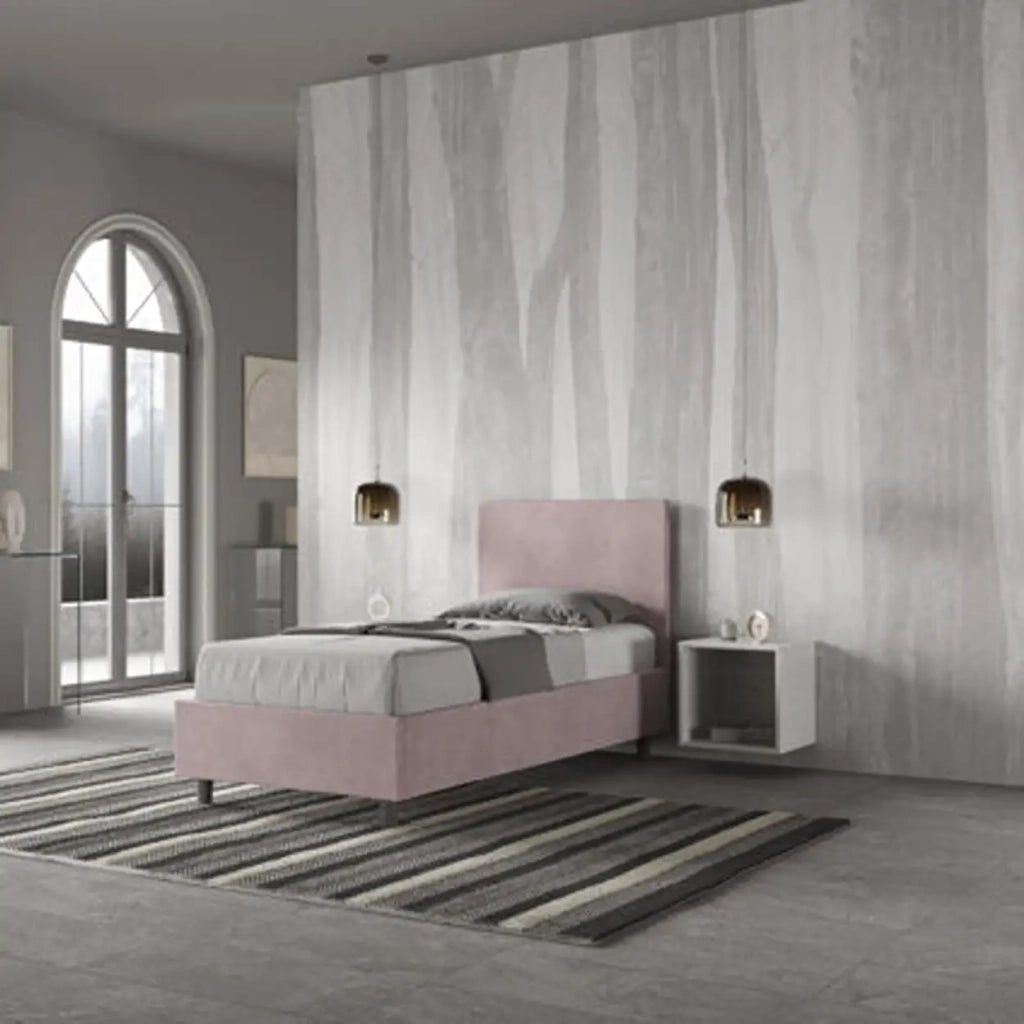 Letto singolo senza rete imbottito 80x210 microfibra glicine Adele