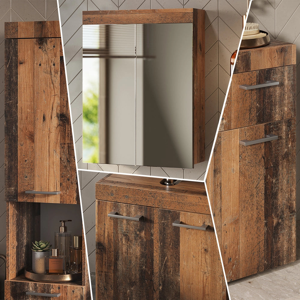 Vicco Set di mobili da bagno Oldstyle 3 parti, con colonna