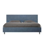 BS COM Letto contenitore imbottito 180x210 microfibra blu
