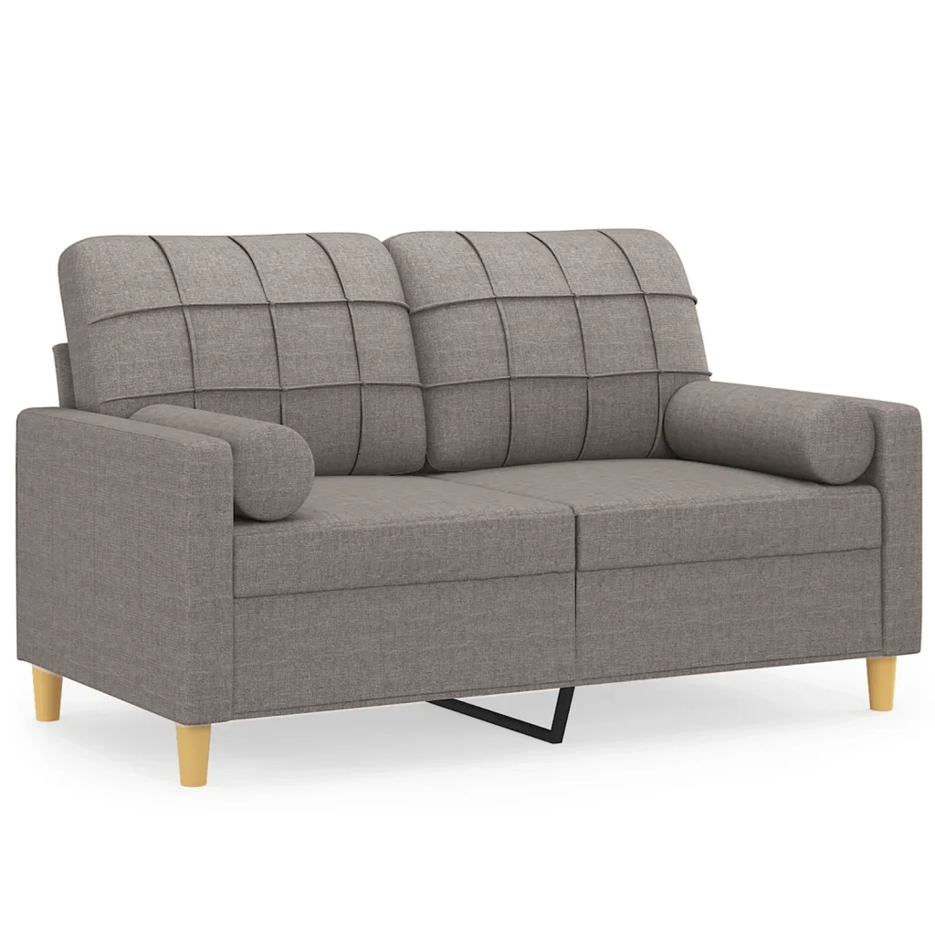 Divano a 2 Posti con Cuscini-Sofa 2 Posti con Cuscini Tortora 120 cm in Tessuto 590061