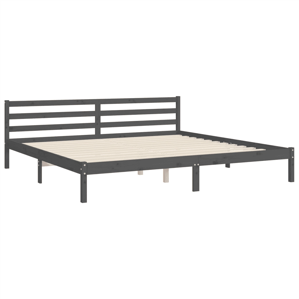 Giroletto con Testiera Grigio 200x200 cm in Legno Massello 3194983