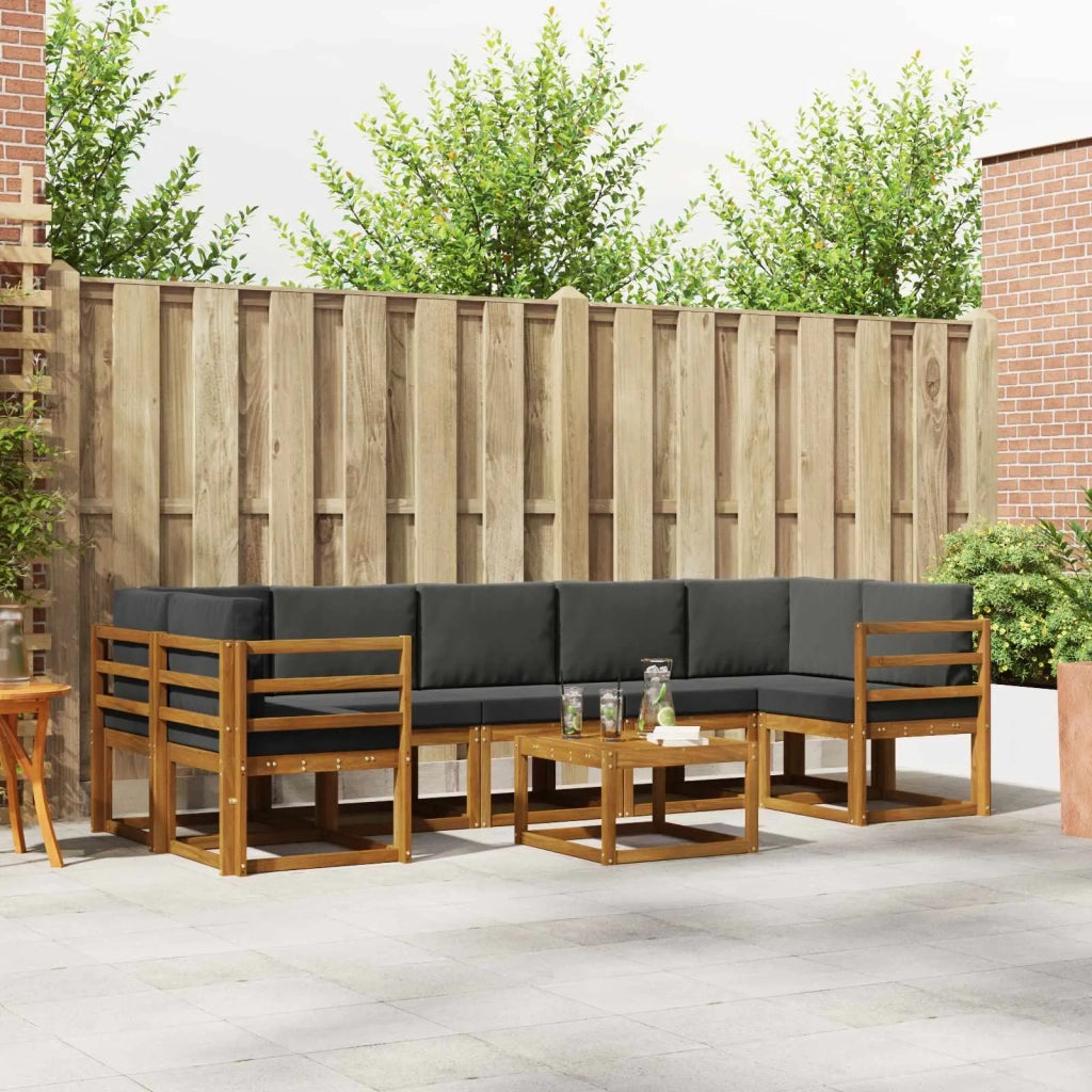 Set di divani da esterno con cuscino 8 pcs Naturale e Antracite 3366135