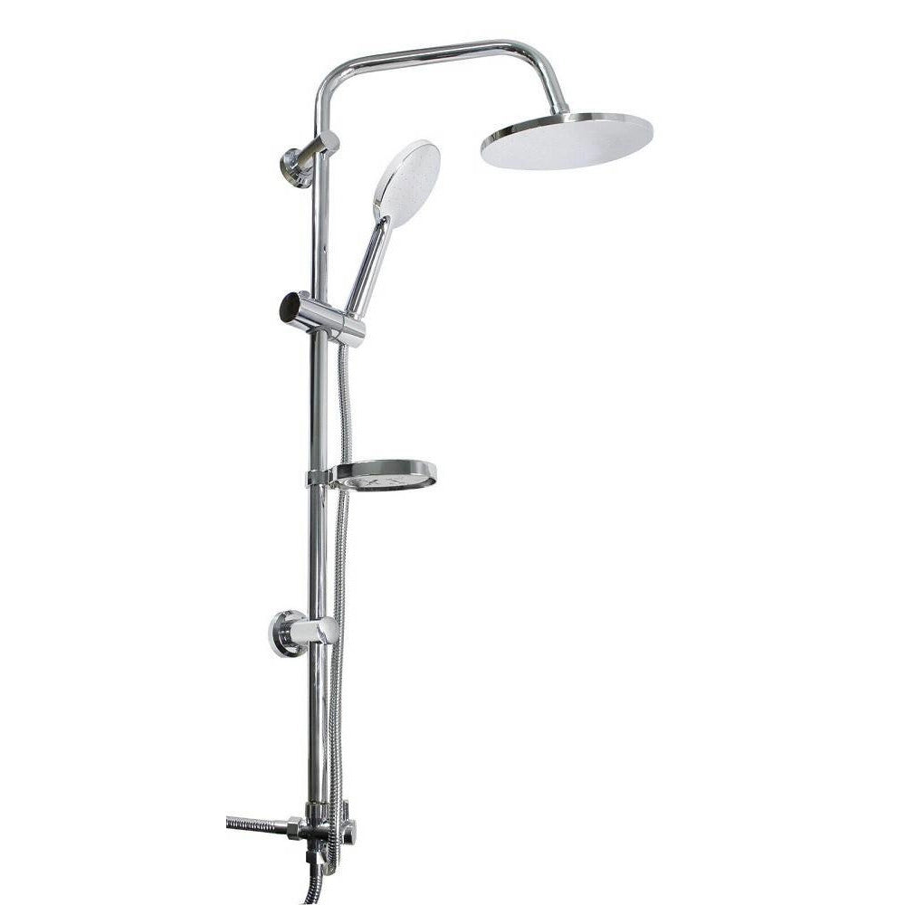 Trade Shop - Colonna Doccia Kit Saliscendi Soffione Fisso Doccetta Multigetto 69128 Portasapone -