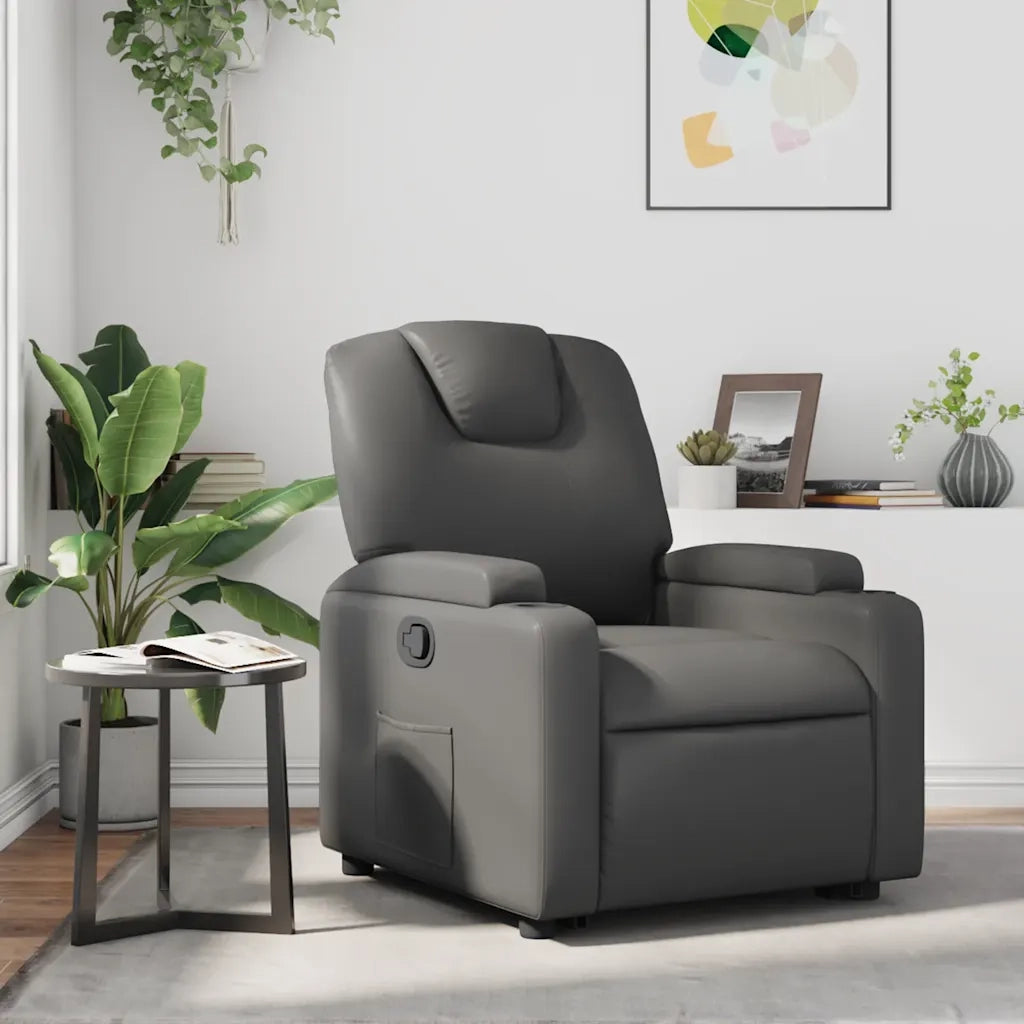 Poltrona | Sedia Relax Reclinabile Grigia in Similpelle