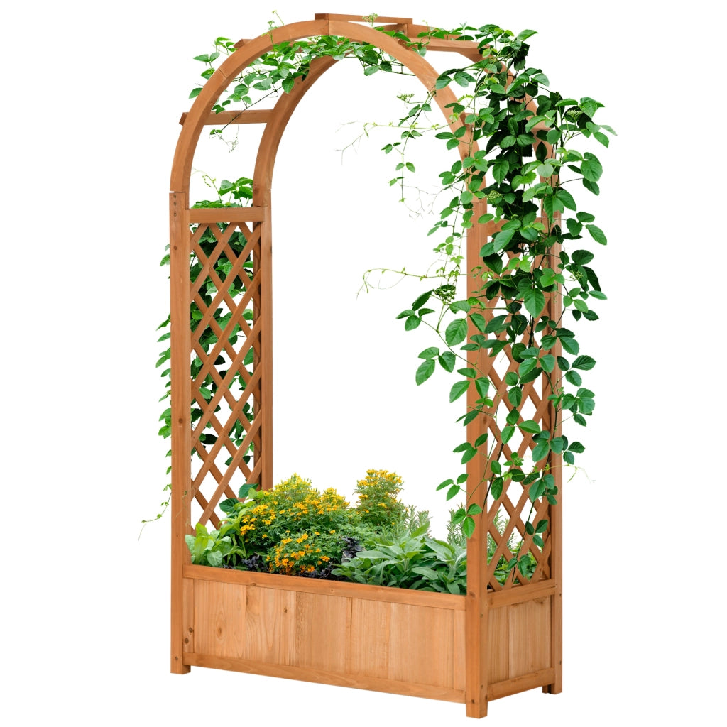 Fioriera con Arco per Rampicanti ¨C Xylo ¨C Legno Abete Marrone 83x36x152cm