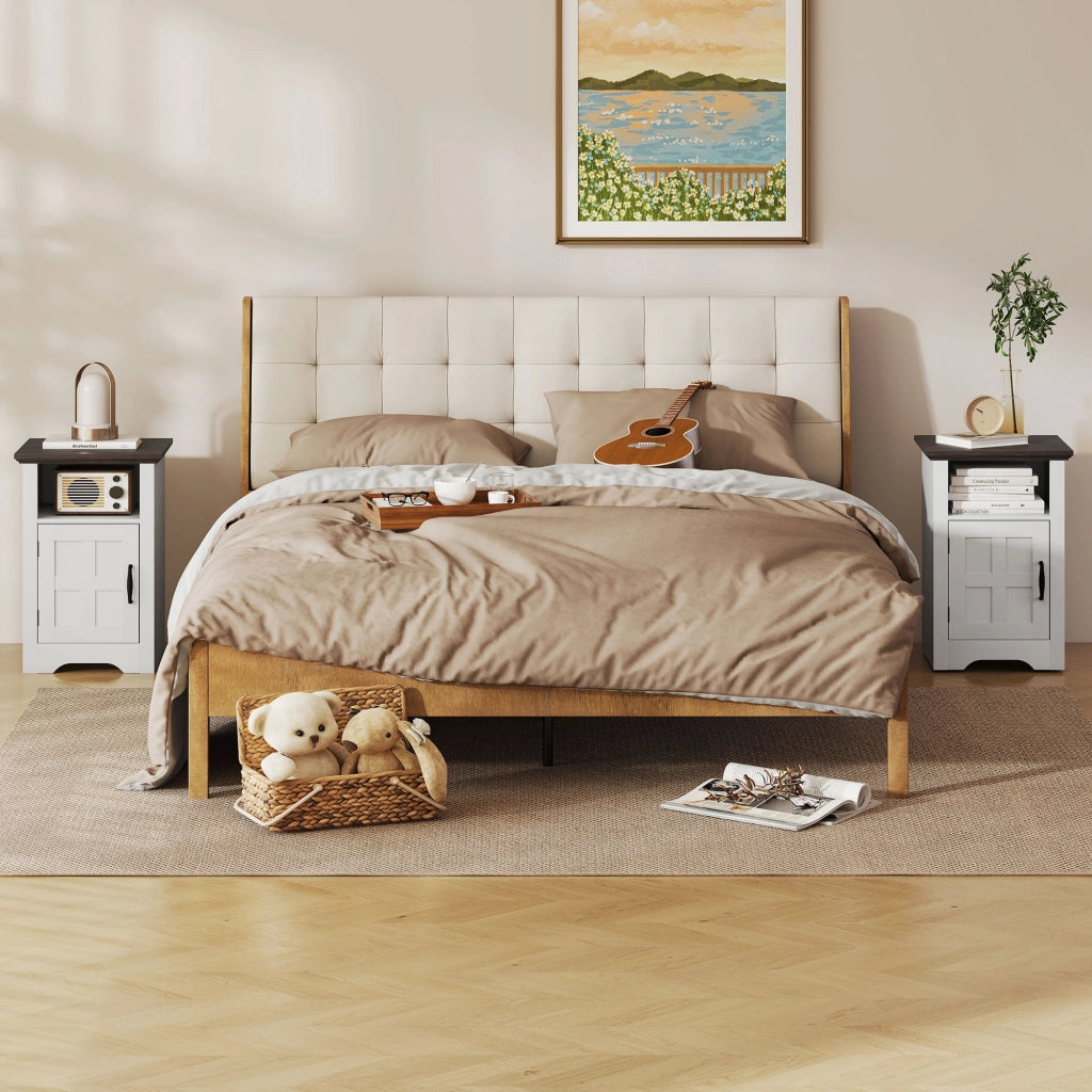 Tavolino Rustico con Cassetto ¨C Minimal ¨C 40x35x60 cm Bianco e Marrone
